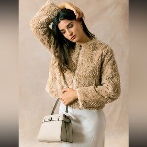 From Paris! Fabulous Faux Fur Flower 3D Jacket